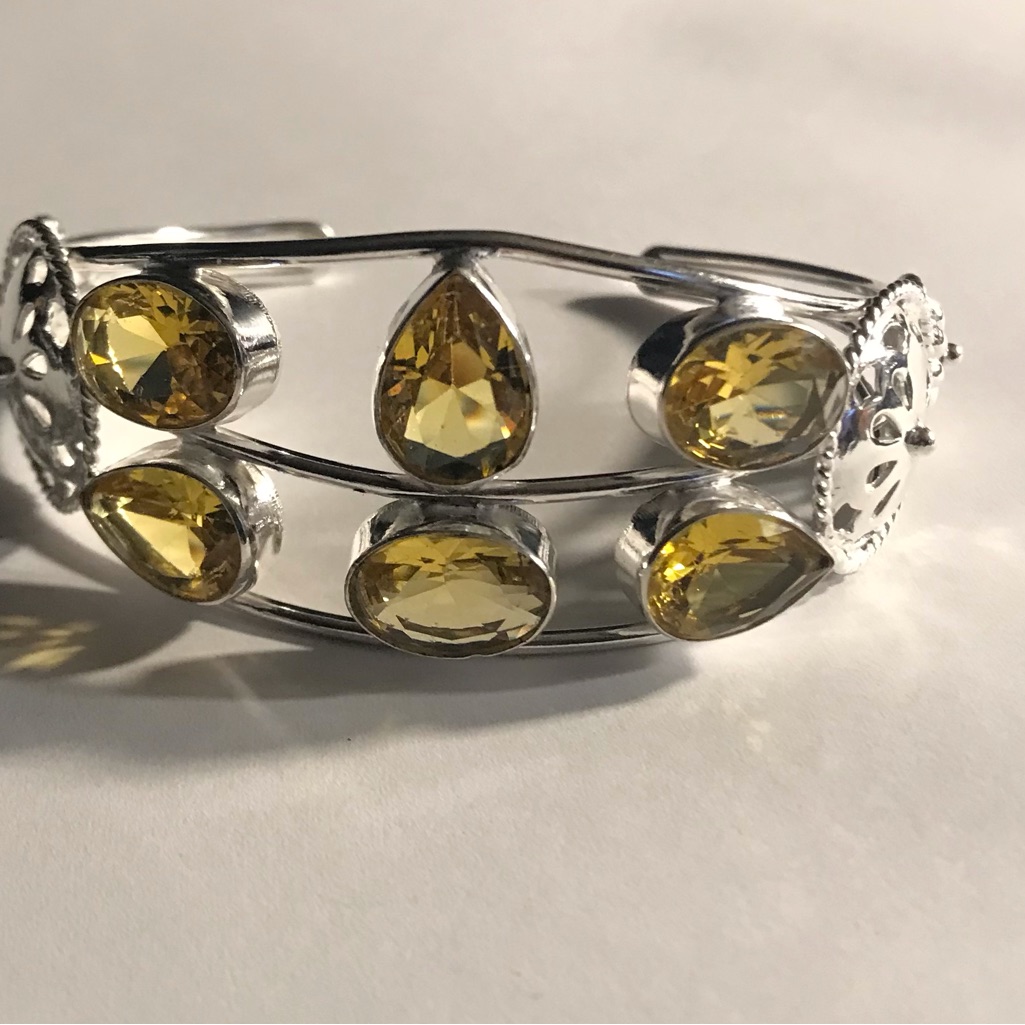 Citrine 925 Sterling Silver Cuff Bracelet